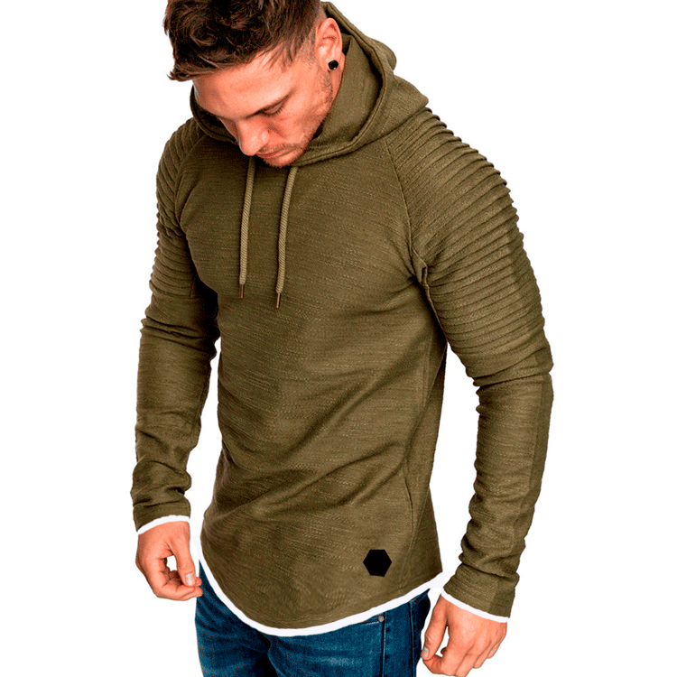 Herren modischer Hoodie mit strukturierten Ärmeln und längerer Passform Drune
