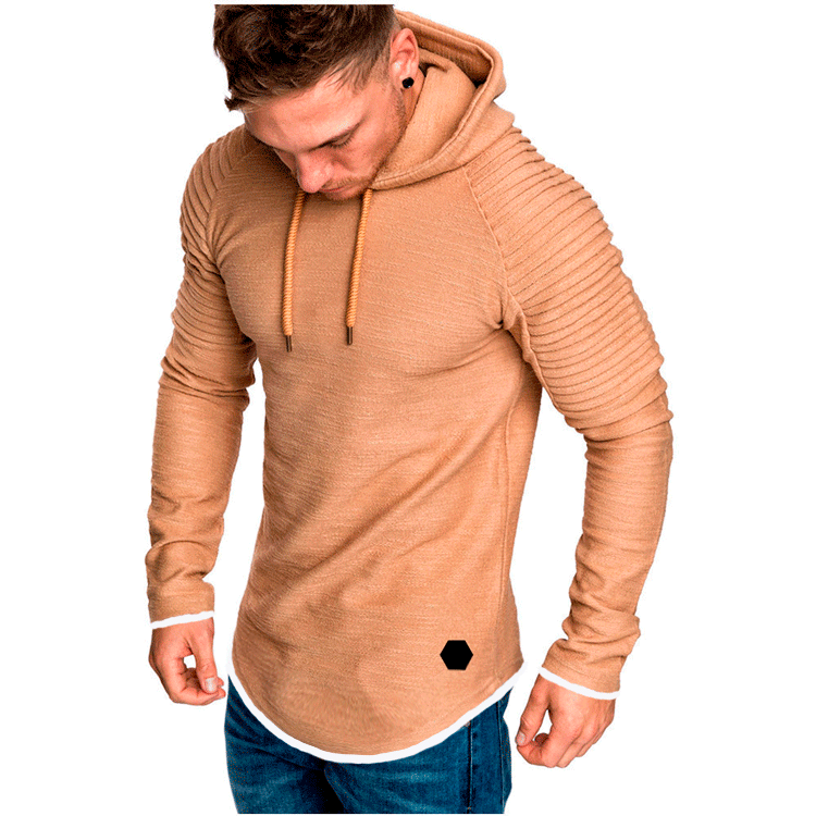 Herren modischer Hoodie mit strukturierten Ärmeln und längerer Passform Drune