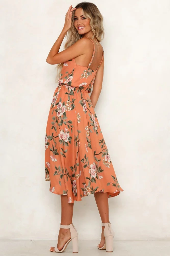 Damen Midikleid mit floralem Muster und luftiger Silhouette Drune