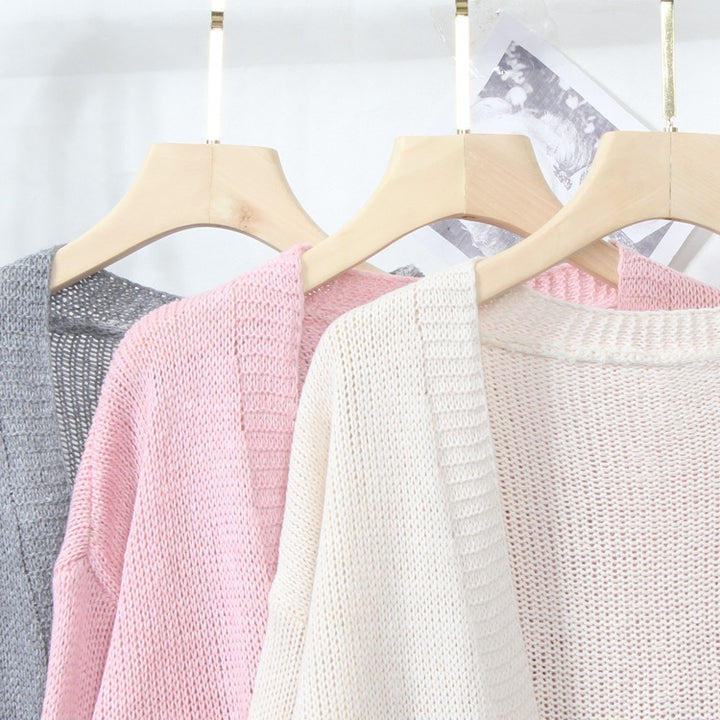 Damen gemütliche Strickjacke mit offenen Fronten und dekorativen Taschen Drune