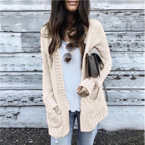 Damen Grobstrickjacke mit lässigem Schnitt und praktischen Taschen Drune