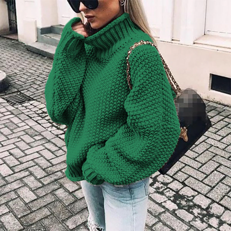 Damen Grobstrickpullover mit hohem Kragen und lässigem Schnitt Drune