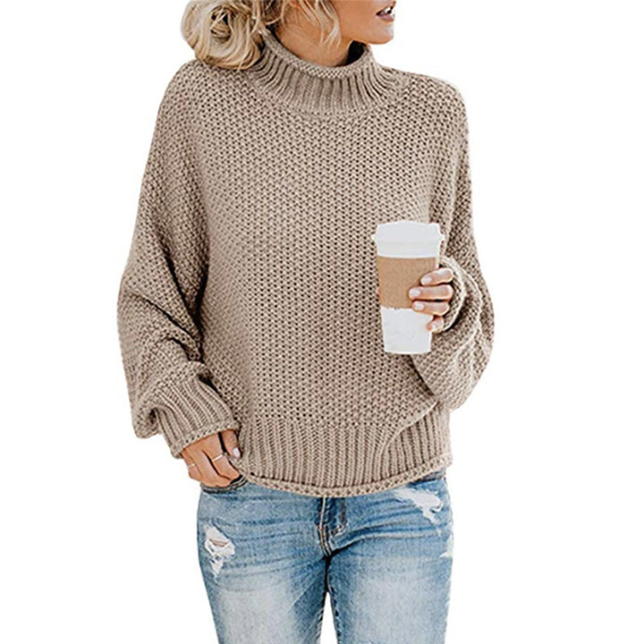 Damen Grobstrickpullover mit hohem Kragen und weitem Schnitt Drune