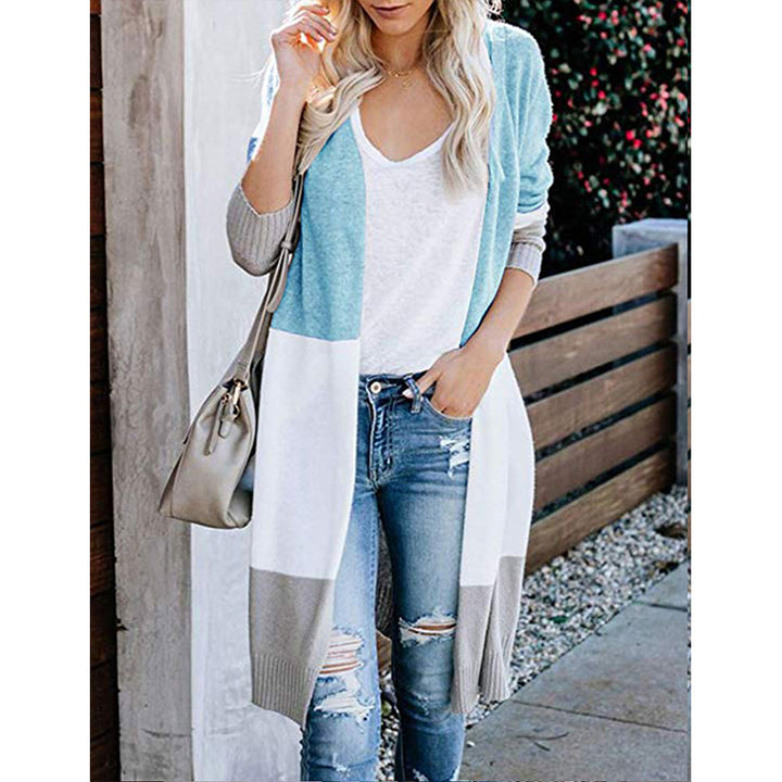 Damen Langarm Strickjacke im modernen Farbblock-Design Drune