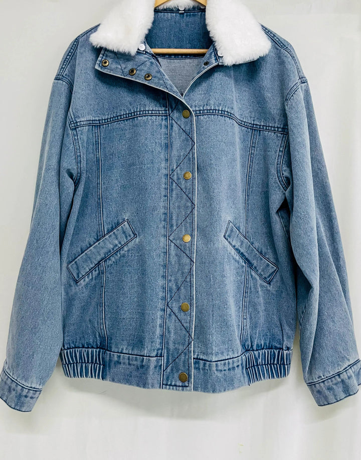 Drune | Damen Denimjacke mit Fleecekragen Trendy und Bequem für Jeden Tag