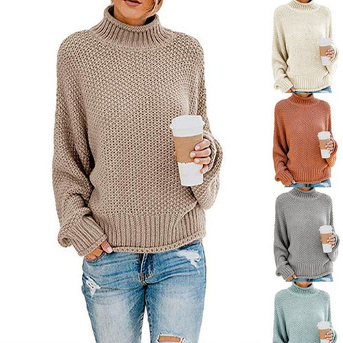Damen Grobstrickpullover mit hohem Kragen und lässigem Schnitt Drune 1771933192