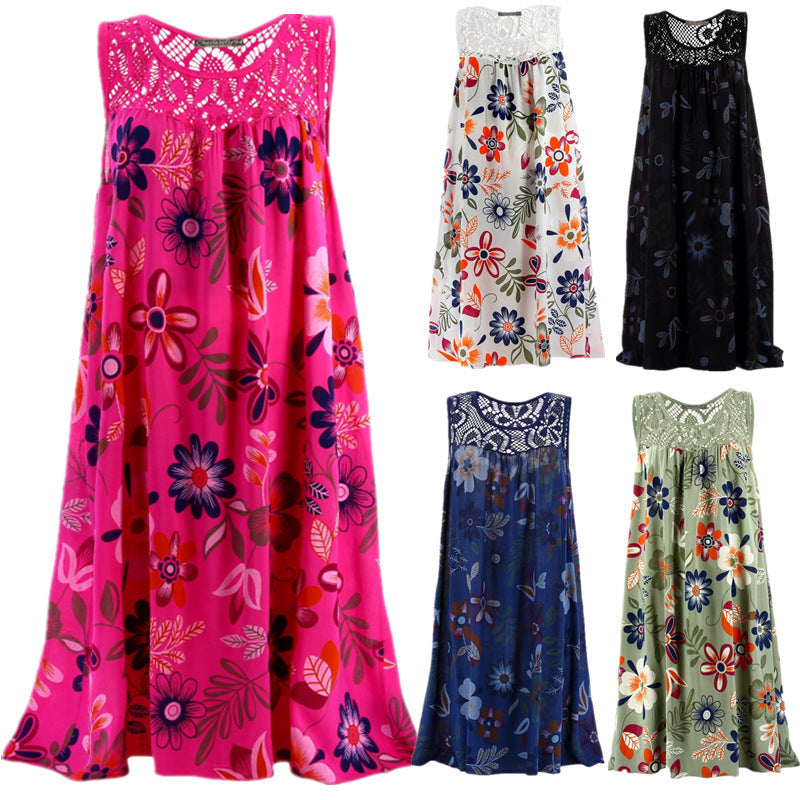 Damen Langkleid mit floraler Spitzenstruktur Drune