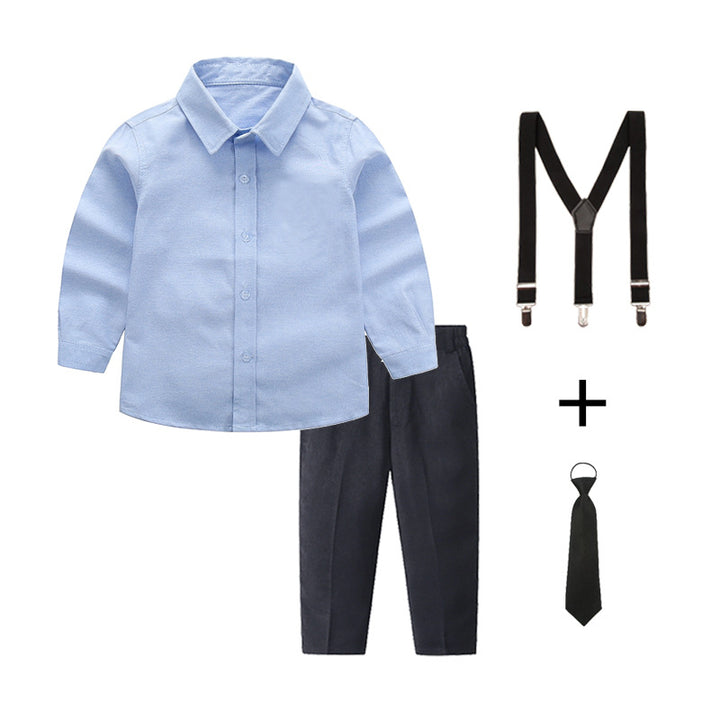 Damen elegantes Outfitset mit Hemd, Hose, Hosenträgern und Krawatte Drune