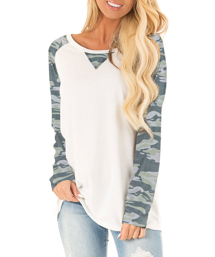 Damen Lässiges Langarmshirt mit farbenfrohen Mustern und Streifenmuster Drune