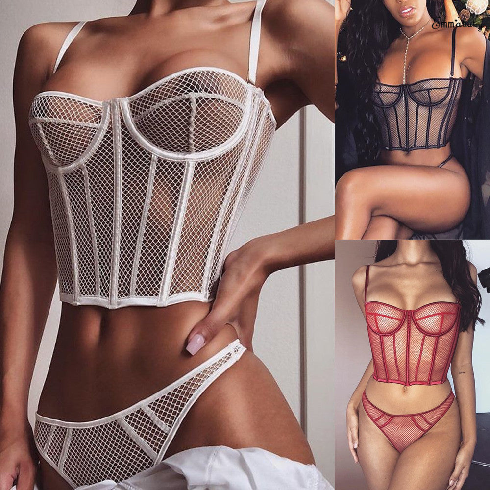 Damen Netz-Bustier mit Corsage-Design und verführerischen Details Drune