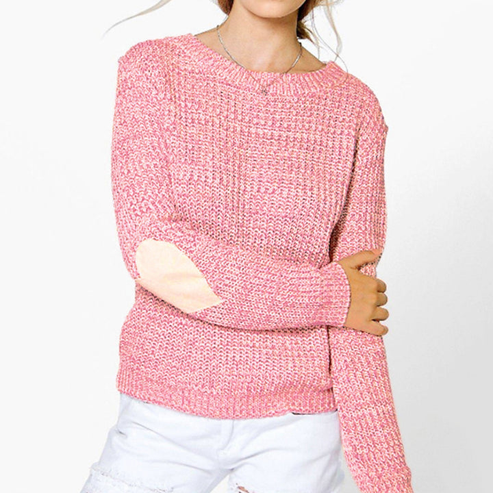 Damen Strickpullover mit Herzapplikationen an den Ärmeln Drune