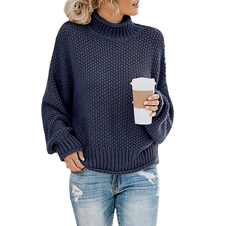 Damen Grobstrickpullover mit hohem Kragen und lässigem Schnitt Drune