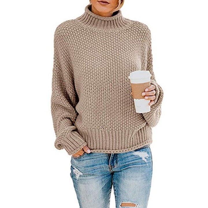 Damen Grobstrickpullover mit hohem Kragen und lässigem Schnitt Drune