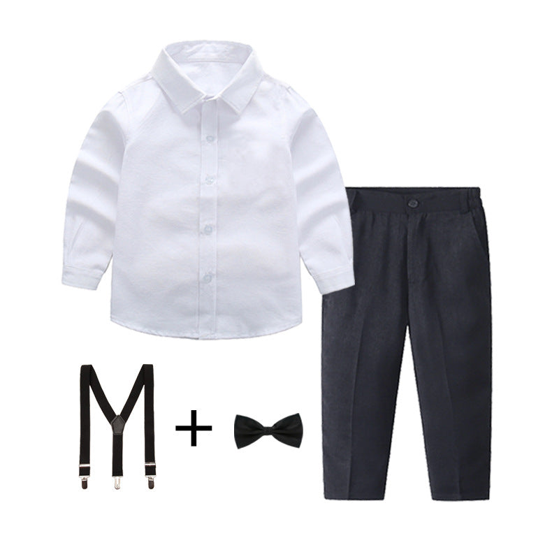 Damen elegantes Outfitset mit Hemd, Hose, Hosenträgern und Krawatte Drune