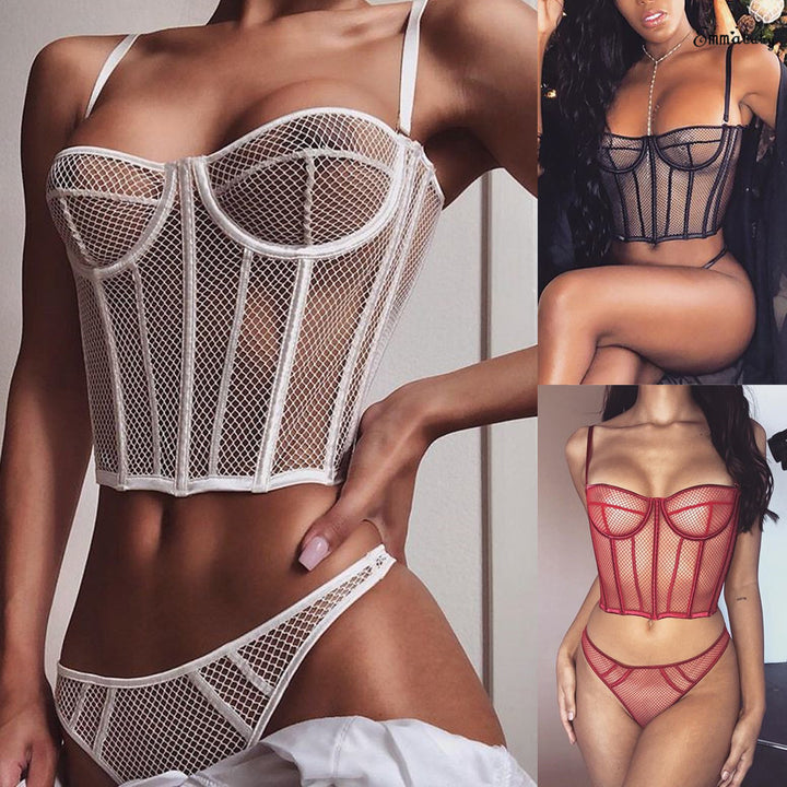 Damen Netz-Bustier mit Corsage-Design und verführerischen Details Drune