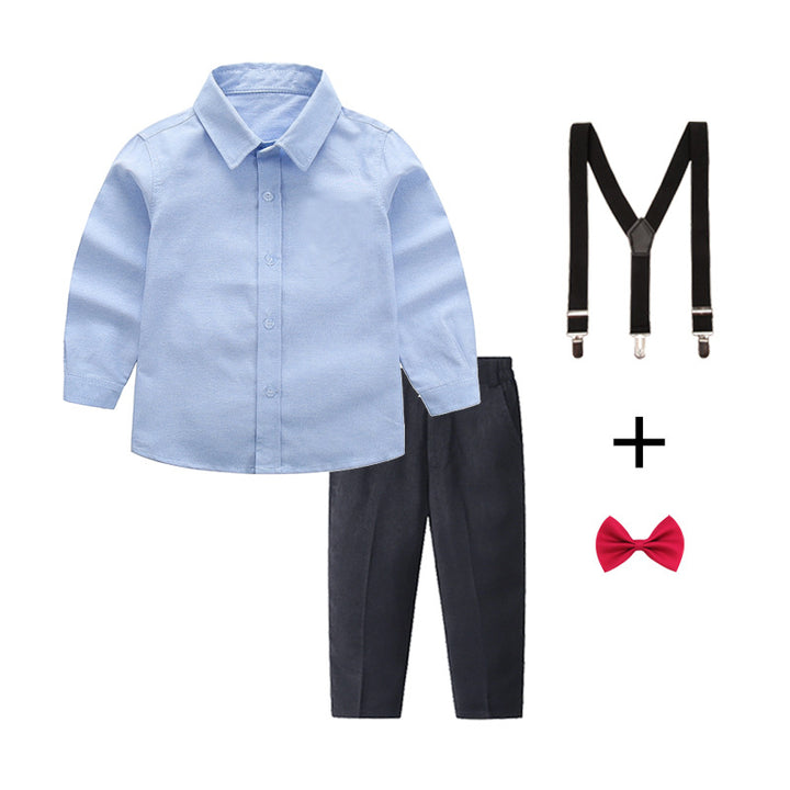 Damen elegantes Outfitset mit Hemd, Hose, Hosenträgern und Krawatte Drune