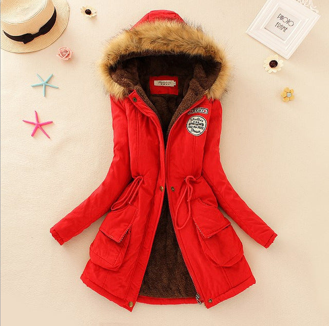 Damen gesteppte Winterjacke mit abnehmbarem Kunstfellkragen und praktischen aufgesetzten Taschen Drune