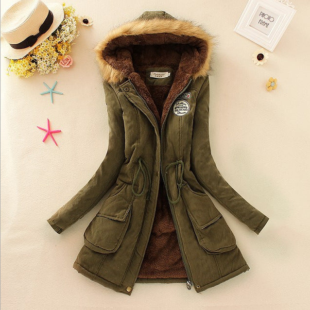Damen gesteppte Winterjacke mit abnehmbarem Kunstfellkragen und praktischen aufgesetzten Taschen Drune