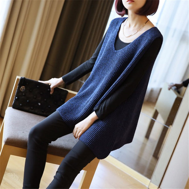 Damen Stricktop mit V-Ausschnitt und luftiger Silhouette Drune