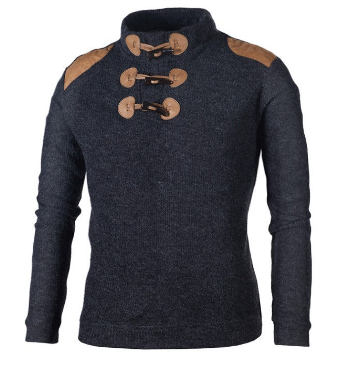 Drune | Herrenpullover mit Reißverschluss und Knöpfen
