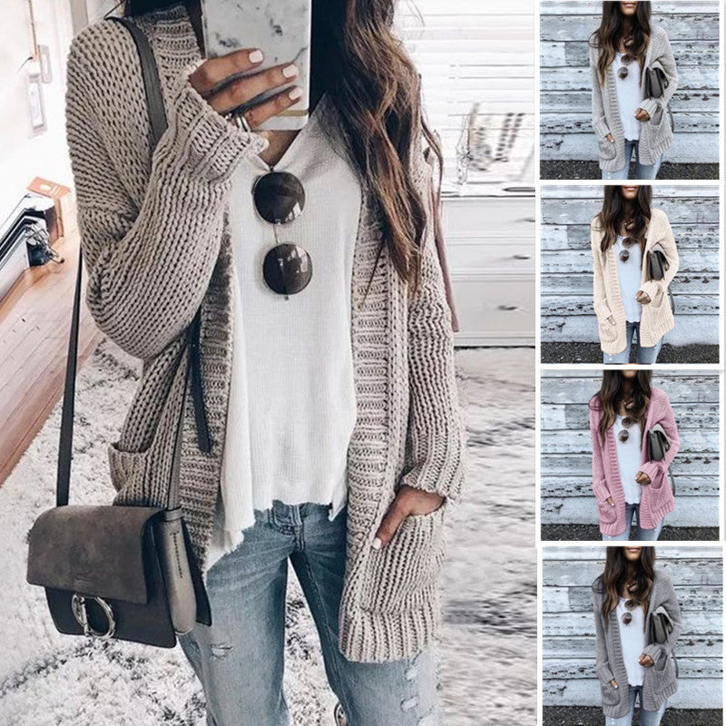 Damen Grobstrickjacke mit tiefen Taschen und lässigem Schnitt Drune