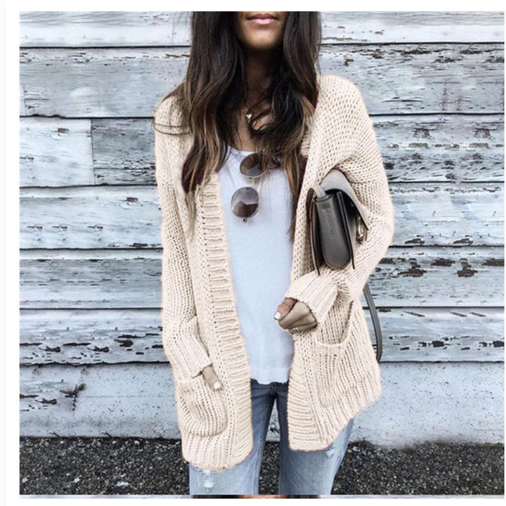 Damen Grobstrickjacke mit tiefen Taschen und lässigem Schnitt Drune