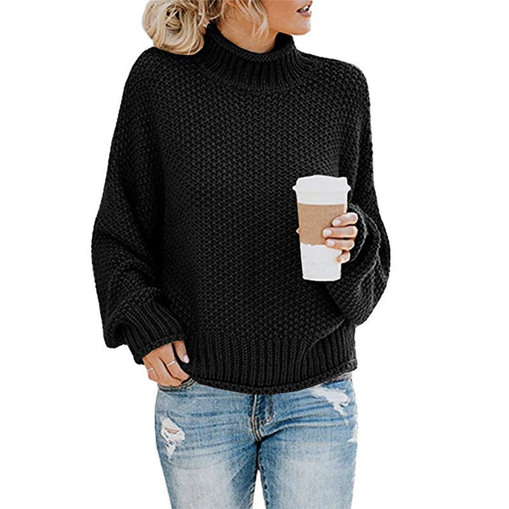 Damen Grobstrickpullover mit hohem Kragen und lässigem Schnitt Drune