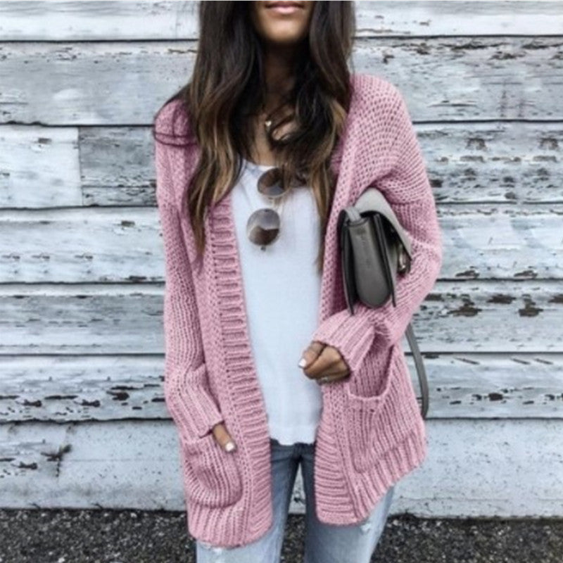 Damen Grobstrickjacke mit tiefen Taschen und lässigem Schnitt Drune