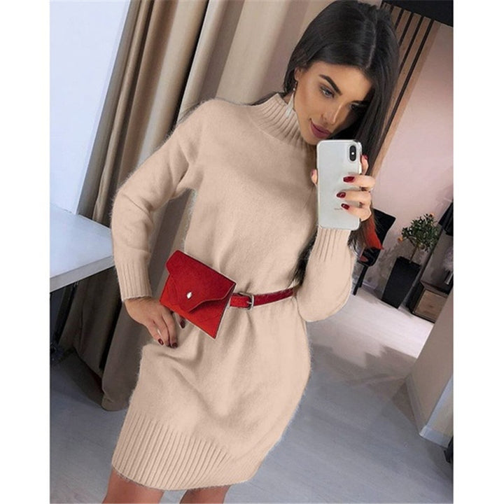 Damen Strickkleid mit hohem Kragen Drune