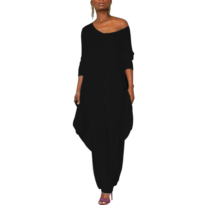 Damen Oversized Jumpsuit mit tiefem V-Ausschnitt und lässigem Schnitt Drune