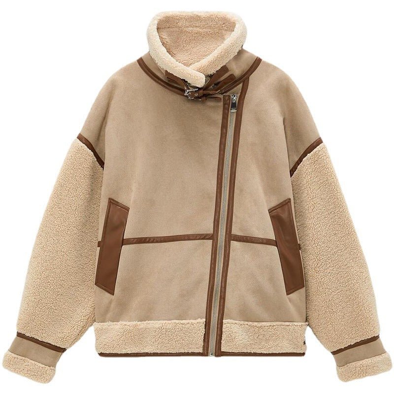 Drune | gefütterte Pilotenjacke - Kunstleder-Akzente - Warm und Schick - Wintermode