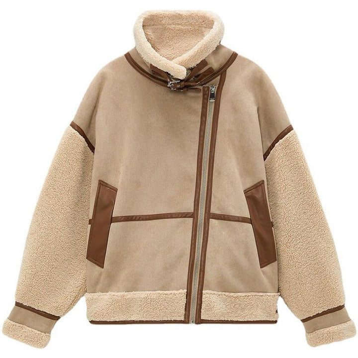 Drune | gefütterte Pilotenjacke - Kunstleder-Akzente - Warm und Schick - Wintermode