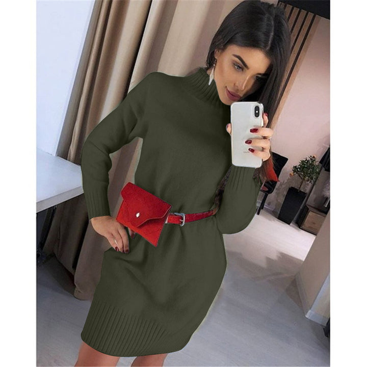 Damen Strickkleid mit hohem Kragen Drune