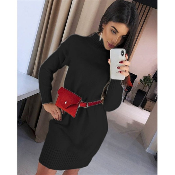 Damen Strickkleid mit hohem Kragen Drune