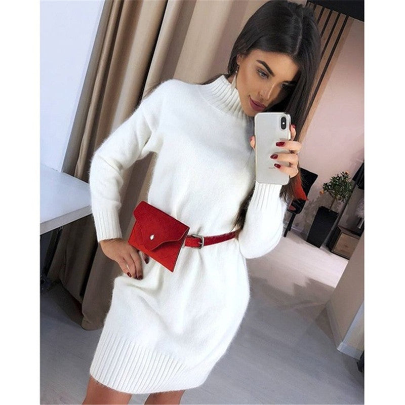 Damen Strickkleid mit hohem Kragen Drune