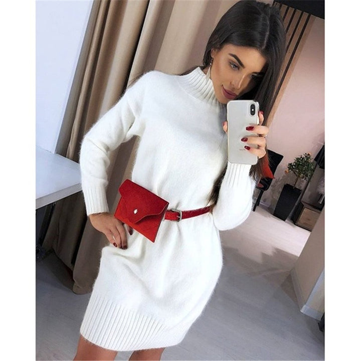 Damen Strickkleid mit hohem Kragen Drune