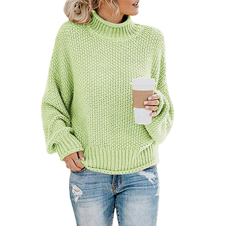 Damen Kuscheliger Strickpullover mit hohem Kragen und lockerer Passform Drune