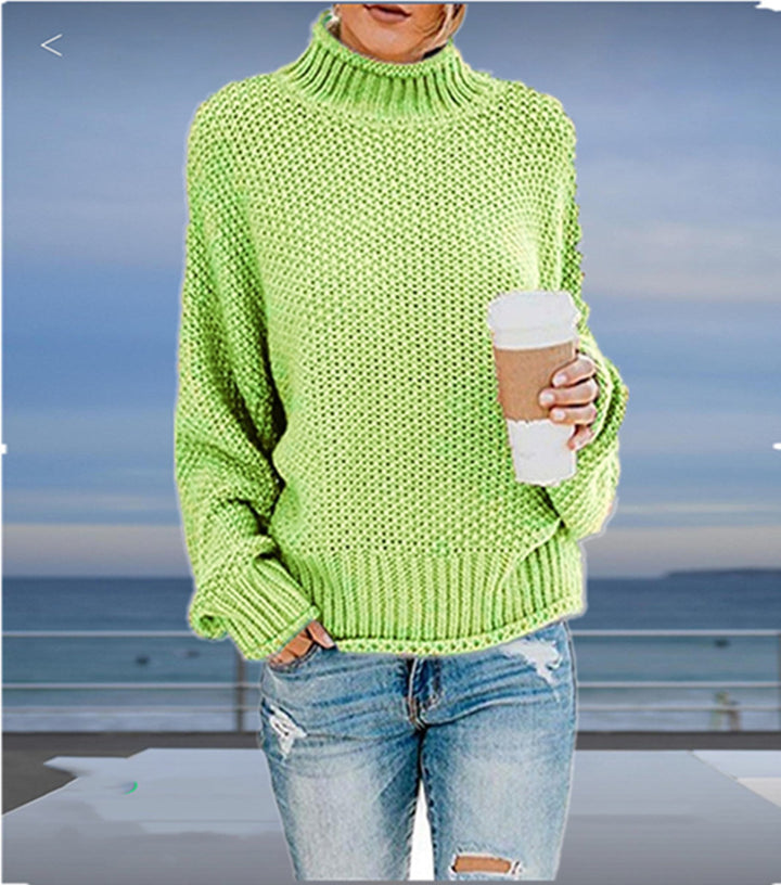 Damen Grobstrickpullover mit hochgeschlossenem Kragen und lässigem Schnitt Drune