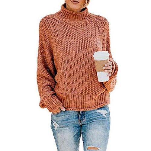 Damen Grobstrickpullover mit hochgeschlossenem Kragen und lässigem Schnitt Drune