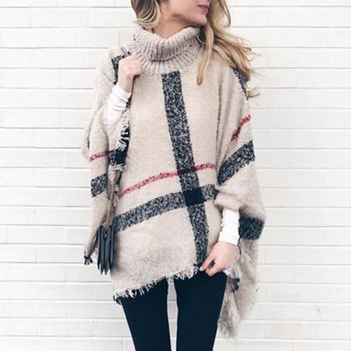 Damen Strickponcho mit asymmetrischem Schnitt und modischem Kragen Drune