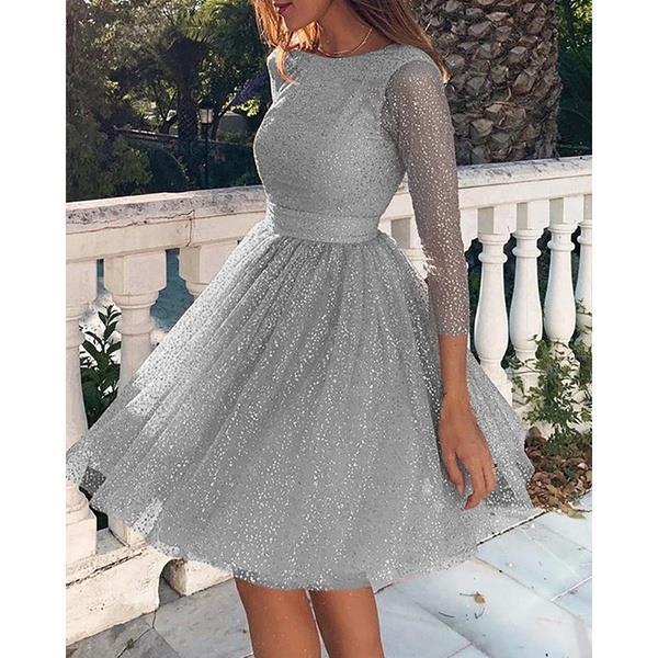Drune | Sexy Elegante Druck Mesh V-Ausschnitt Abendkleid Kleider