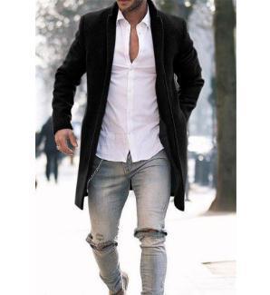 Herren eleganter Langmantel im minimalistischen Design mit praktischen Taschen Drune
