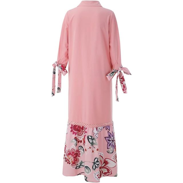 Drune | Maxikleid mit Knopfleiste und Blumenmuster am Saum