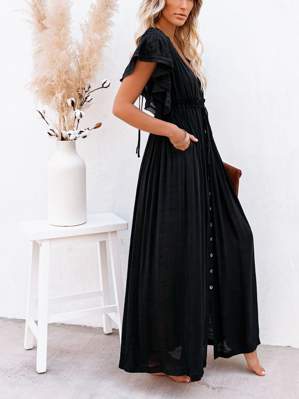 Drune | Stil Maxi Kleid mit Flatterärmeln für Frauen