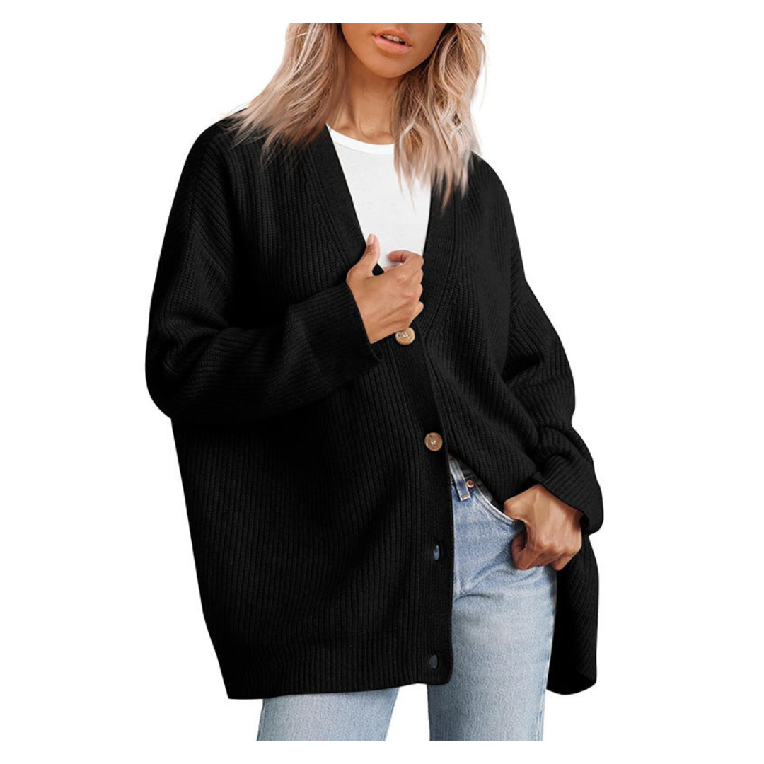 Drune | Schicke Übergroße Strickjacke Mit Knöpfen Für Damen