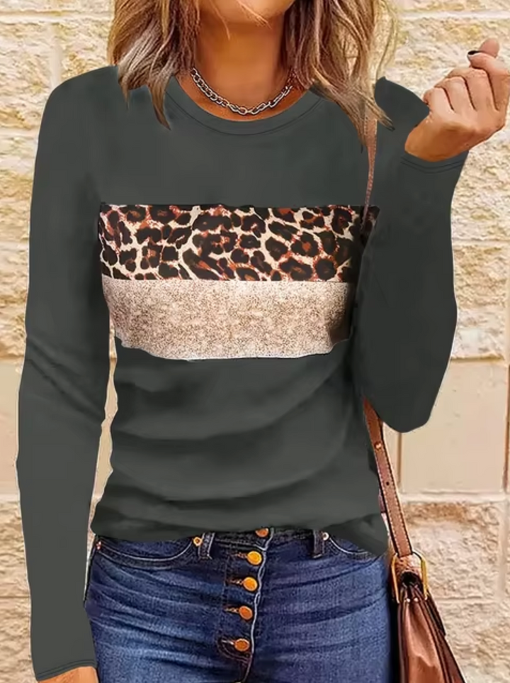 Drune | Langarm-T-Shirt mit Leopardenmuster
