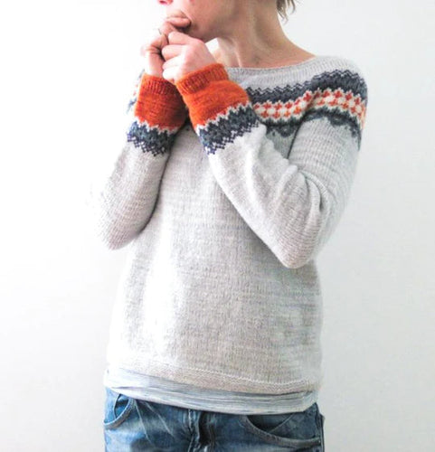 Drune | Grauer Boho Stil Pullover
