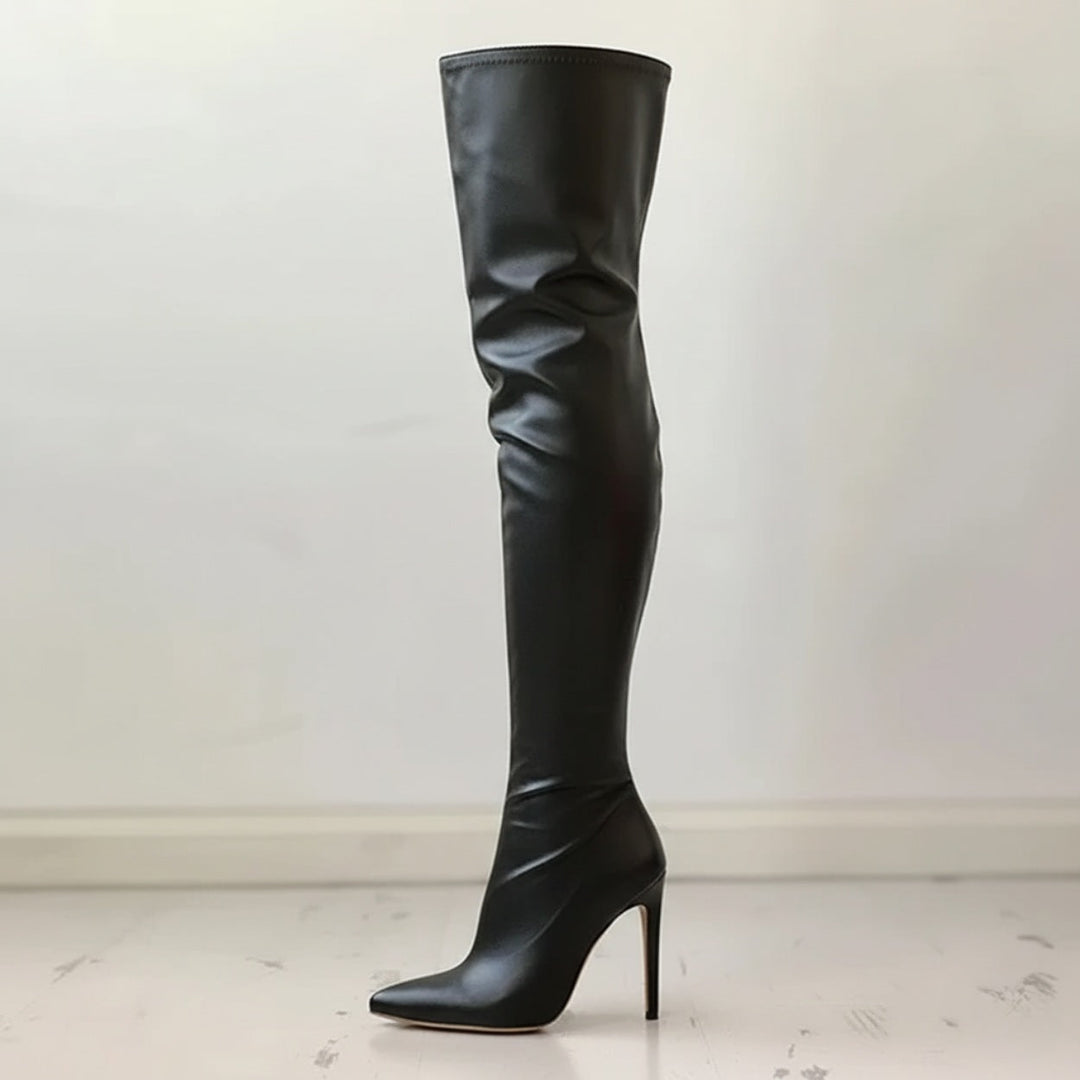 Drune | Overknee-Stiefel - Leder - Spitz zulaufend - Stiletto-Absatz - Elegante Passform
