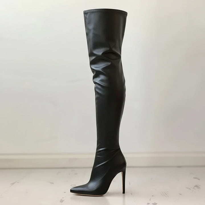 Drune | Overknee-Stiefel - Leder - Spitz zulaufend - Stiletto-Absatz - Elegante Passform