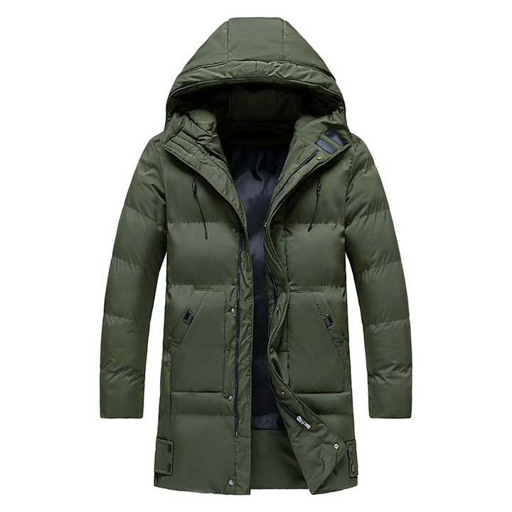 Drune | Herren Langer Wintermantel Mit Verstellbarer Kapuze Und Reißverschluss Design